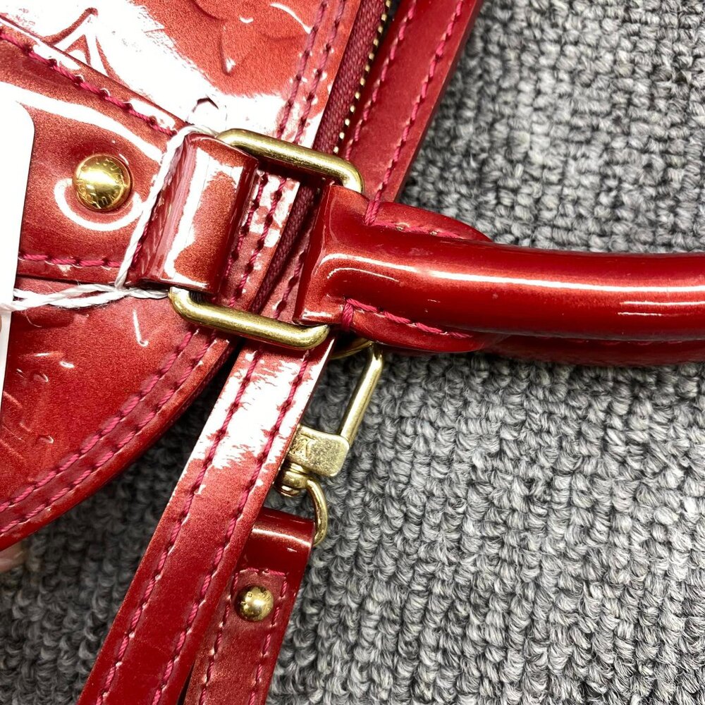 100% Authentic Louis Vuitton Alma BB Red Monogram Patent Leather Satchel - Picture 13 of 16